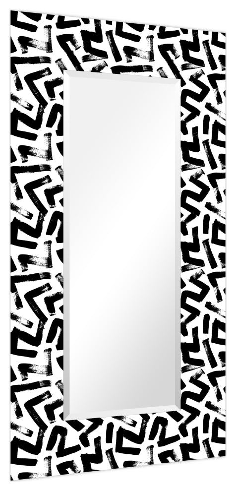 "Intertwined" Rectangular Beveled Leaner Mirror on Tempered Art Glass, 72" X 36"