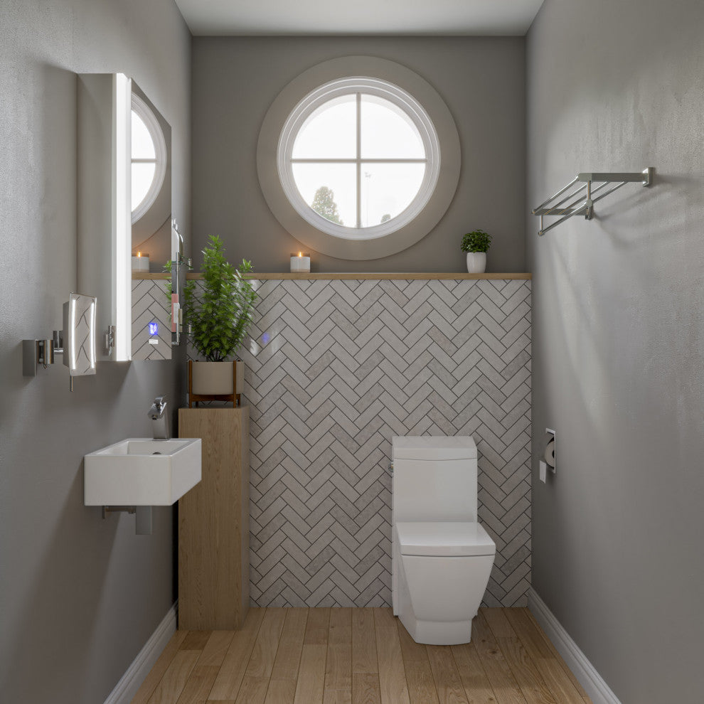White 20" Small Rectangular Wall Mounted Ceramic Sink With Faucet Hole