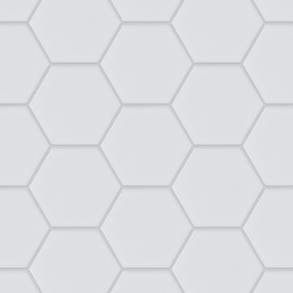 Metro Super 4" Hex Glossy White Porcelain Floor and Wall Tile