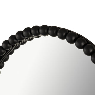 Baria Wooden Round Wall Mirror, Black