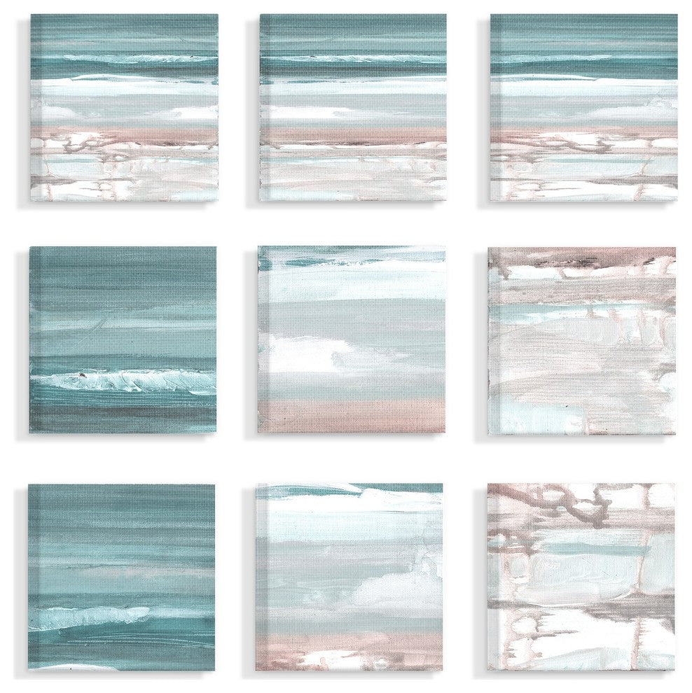 Gentle Abstract Memory Beach Landscapes 9-Piece Canvas Wall Art Set, 12"x12"