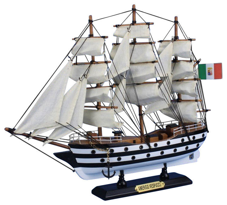 Wooden Amerigo Vespucci Tall Model Ship, 15"