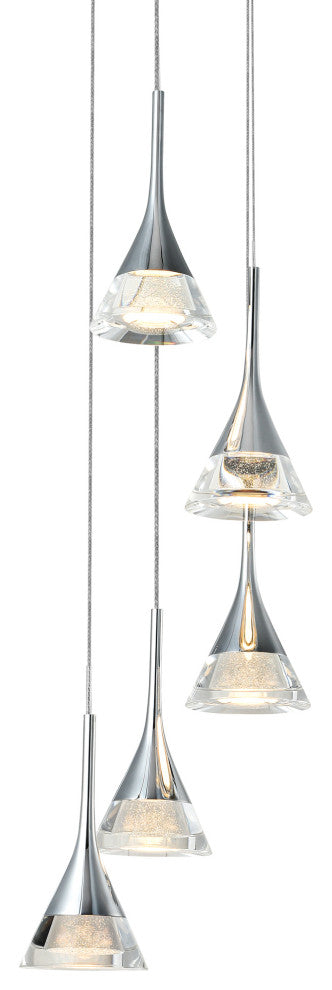Amalfi 5-Light ETL Certified Integrated LED Chandelier Light, Polished Chrome