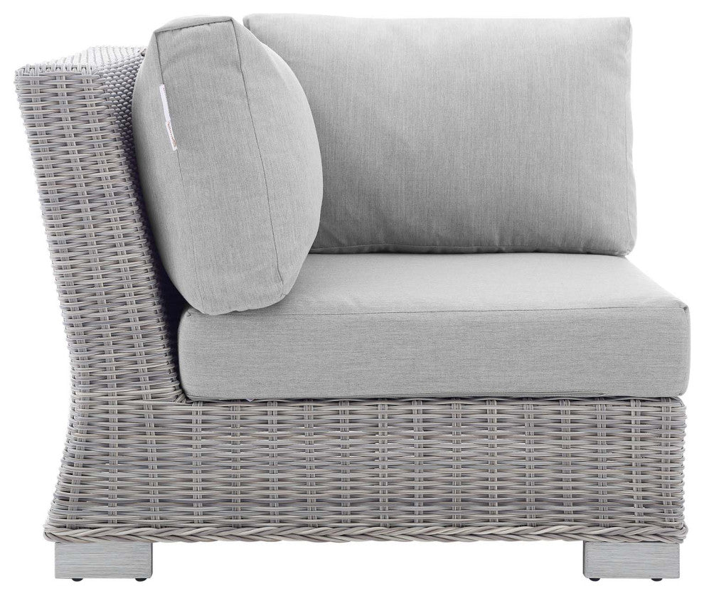 Sofa Corner Chair, Sunbrella, Rattan, Wicker, Gray, Modern, Outdoor Patio