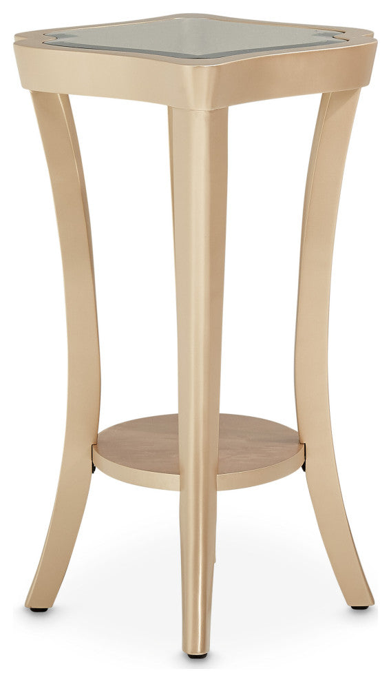 Malibu Crest Wood End Table with Glass Top - Chardonnay