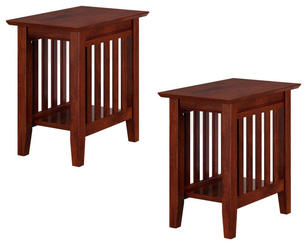 Afi Mission Solid Hardwood Side Table Set of 2 Walnut
