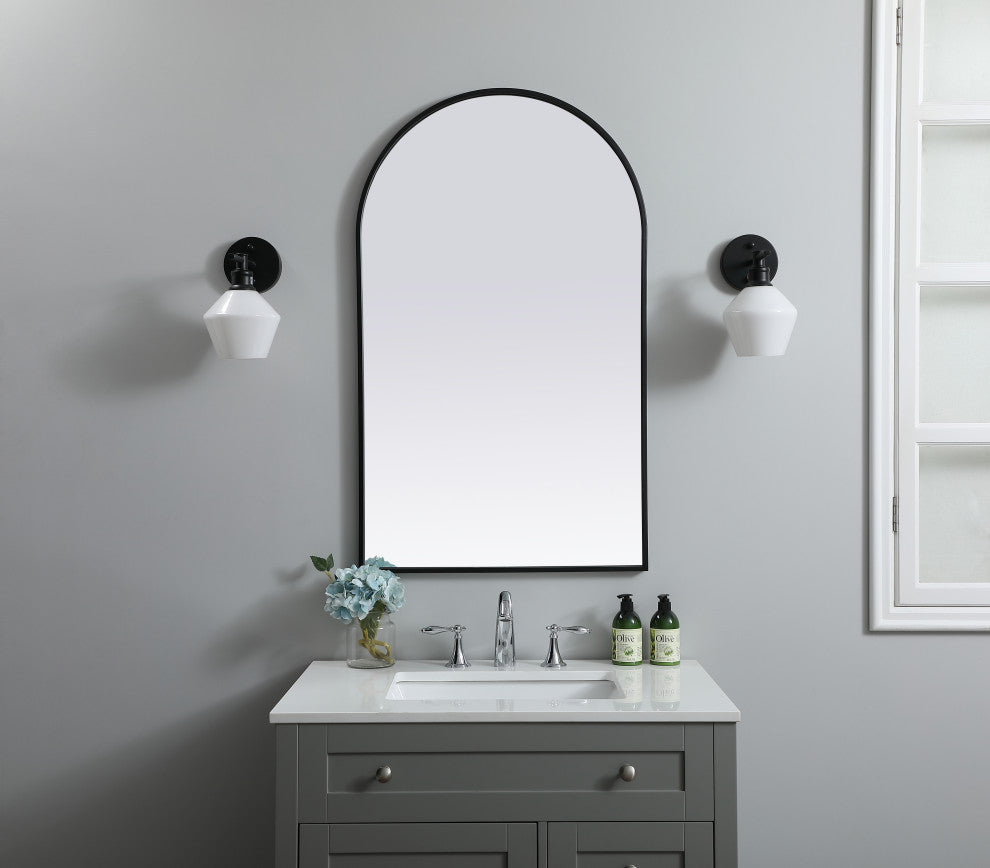 Metal Frame Arch Mirror 24X40 Inch, Black