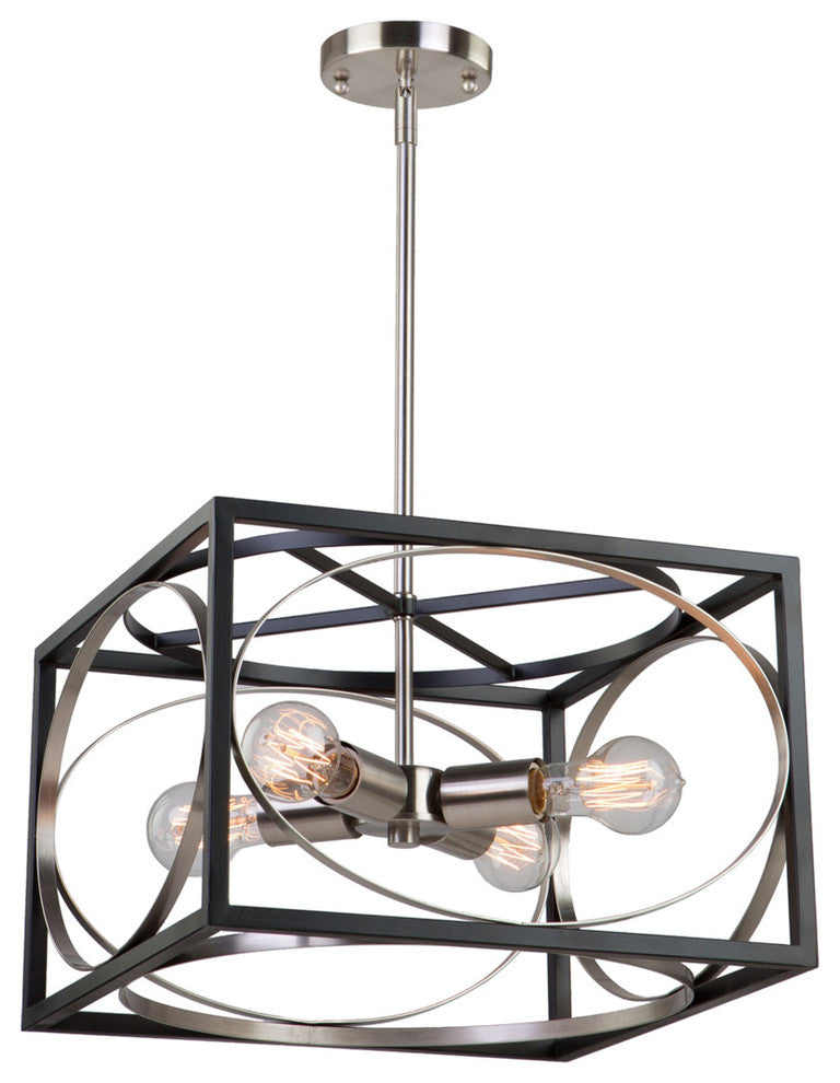 Artcraft CL15094 Four Light Chelier Corona Black Polished Nickel
