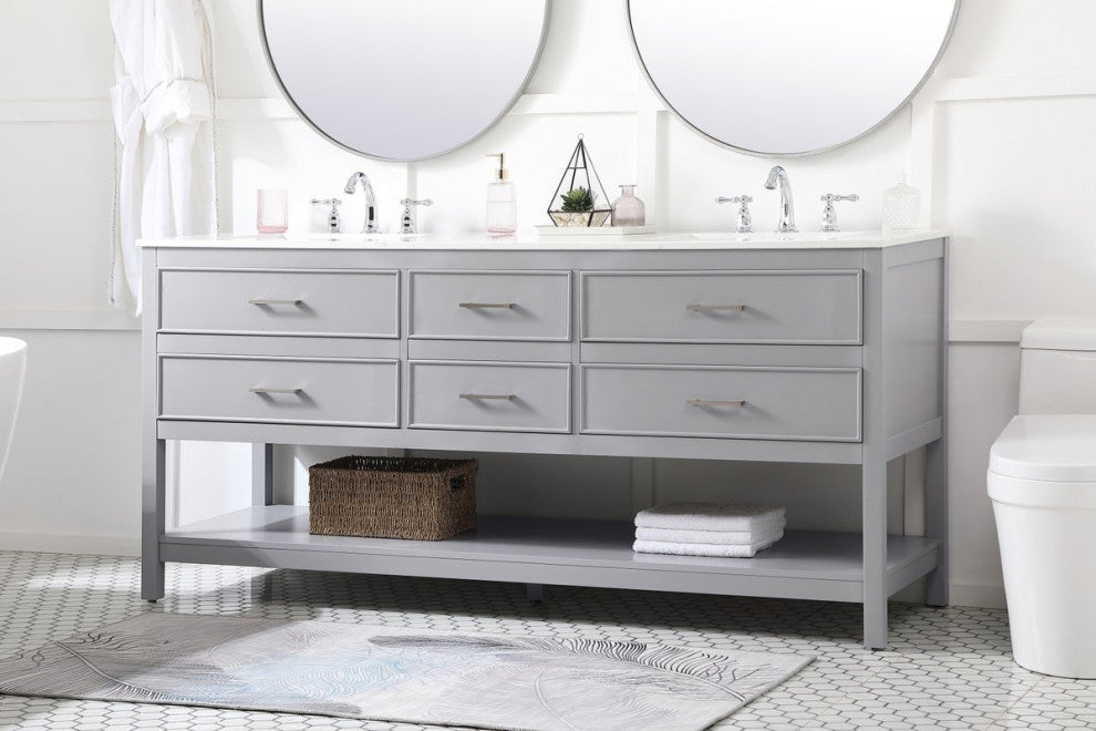 Sally 72" Double Bathroom Vanity, Gray