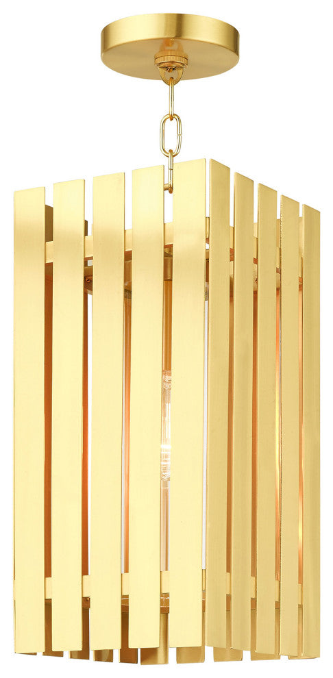 Livex Lighting Greenwich 1 Light Satin Brass Large Outdoor Pendant Lantern