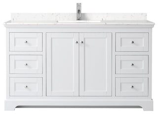 Avery 60, Single Vanity, White, Light-Vein Carrara Marble Top, Square Sink