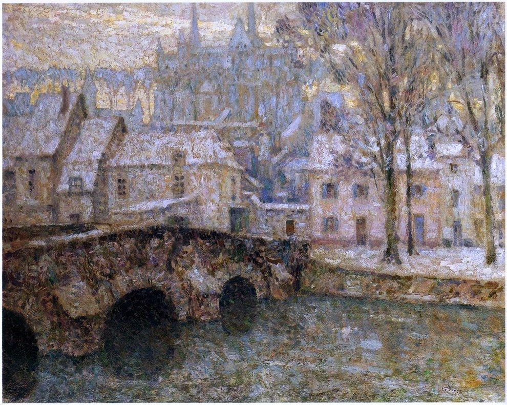 Henri Le Sidaner Snow at Chartres, 20"x25" Wall Decal