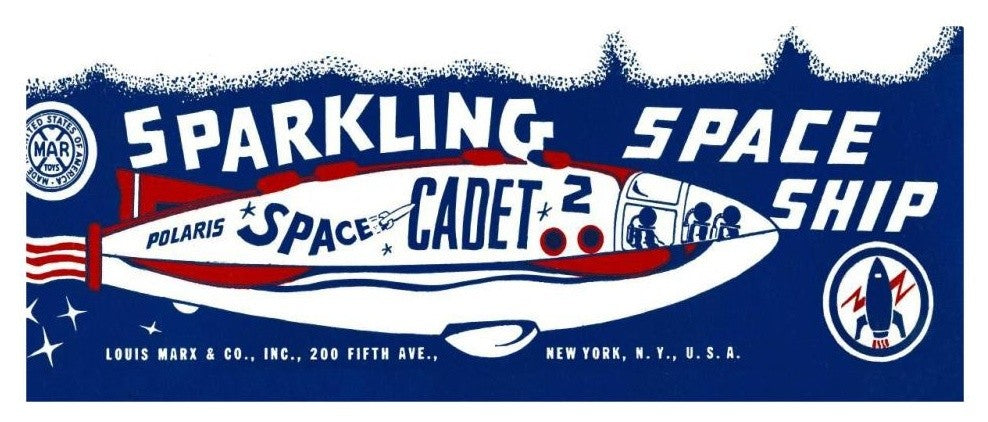 "Space Cadet Sparkling Space Ship" Digital Paper Print by Retrorocket, 32"x14"