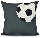 Soccer Ball, Geometric Print Pillow, Black, 18" x 18"