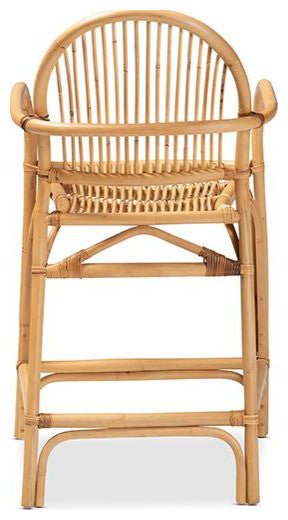 Tugera Modern Bohemian Natural Brown Rattan Counter Stool