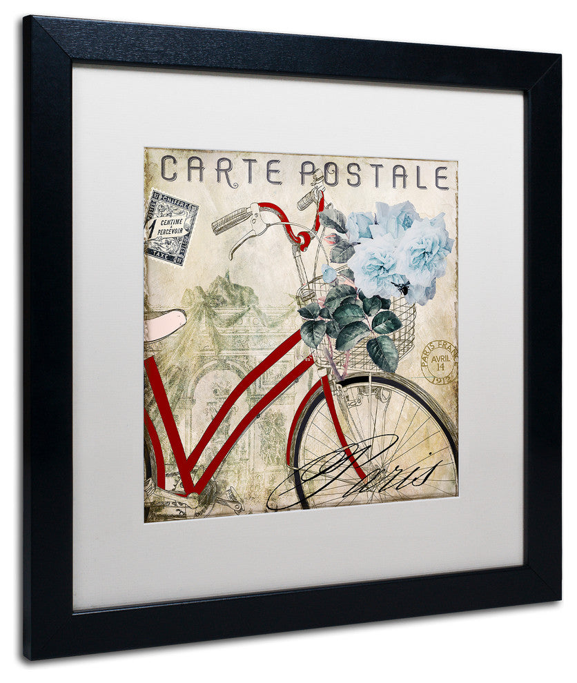 Color Bakery 'Postale Paris II' Art, Black Frame, White Matte, 16"x16"