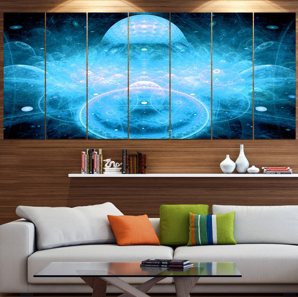 Infinite Light Blue Universe, Floral Canvas Art Print, 83"x32", 7 Panels