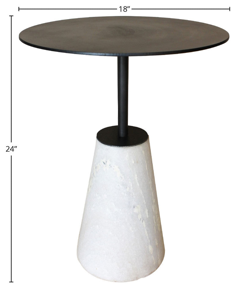 Alfie Pedestal Side Table, White and Black