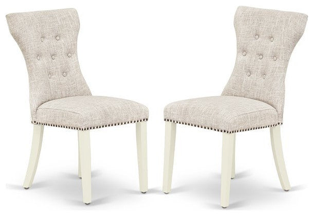 7-Piece Set, 6 Chairs, Table Top and Wooden Legs, Linen White