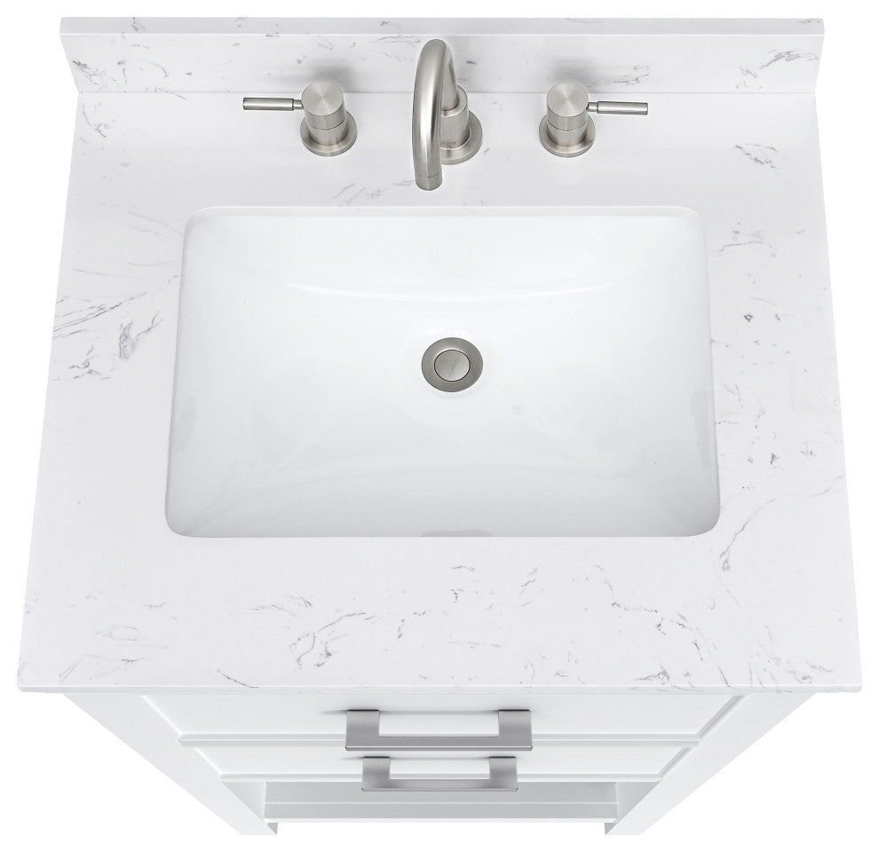 Avanity Brooks 24" Vanity, White and Cala White Engineered Top