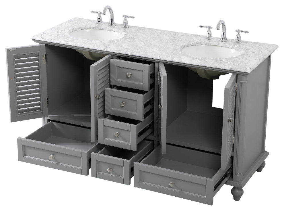 Rhett 60" Double Bathroom Vanity, Gray