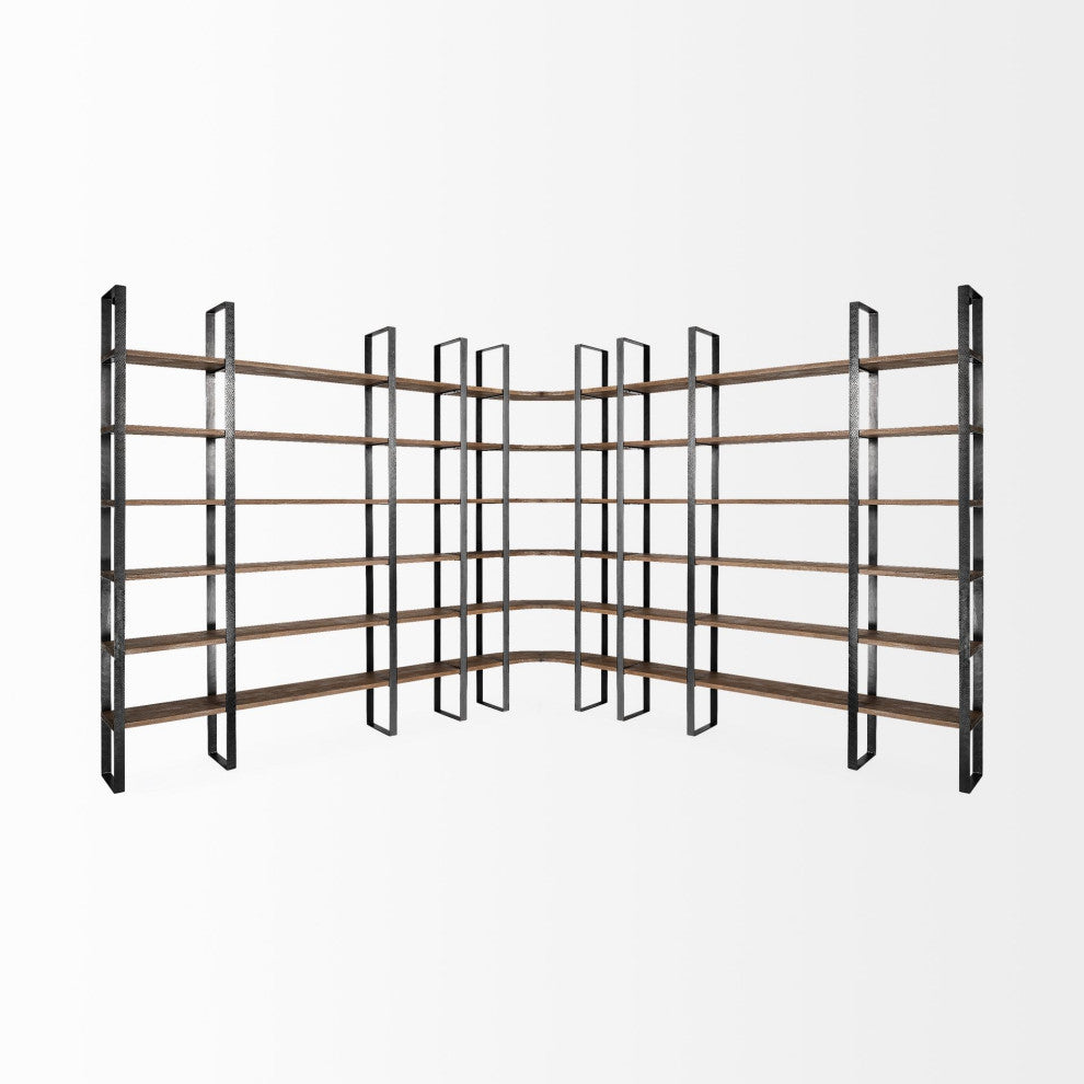 Black Iron Framed Wooden Shelving Unit