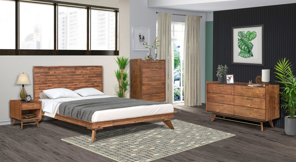 Mid-Century Modern High Chest, Walnut Stain