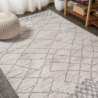 Asilah Moroccan Modern Diamond Runner Rug, Light Gray, 3 X 5