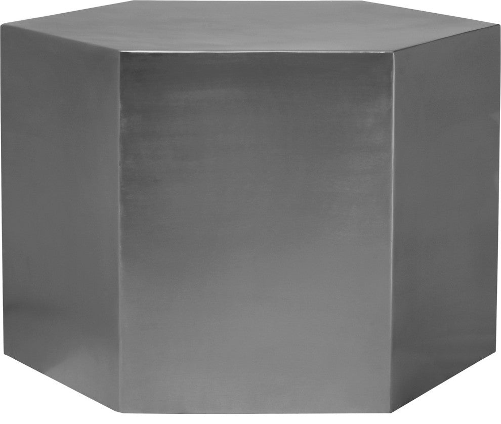 Hexagon Durable Iron Modular Coffee Table, Brushed Chrome