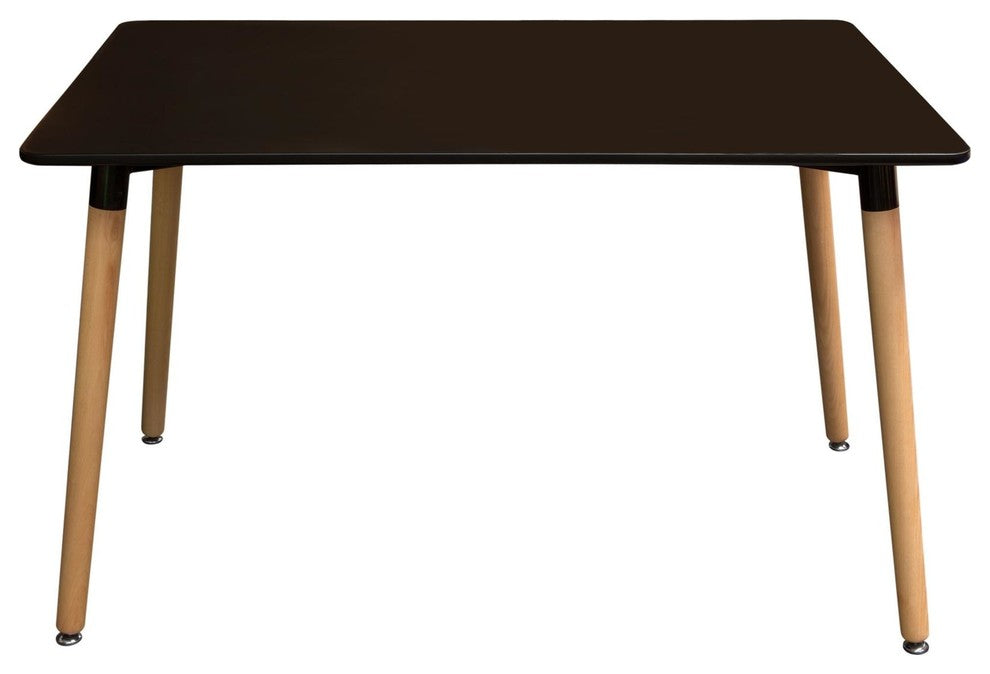 Wooden Rectangular Dining Table with Splayed Legs, Black and Brown