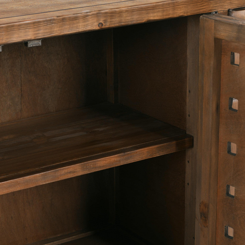 Bast 4-Door Reclaimed Pine Wood Buffet Sideboard, Brown