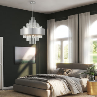 14 Light Brushed Nickel Large Pendant Chandelier