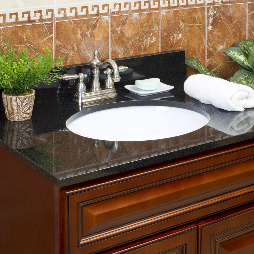 43x22 Absolute Black Granite Vanity Countertops, 8 Faucet Spread