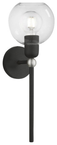 Downtown 1 Light Black With Brushed Nickel Accent Sphere Single Sconce