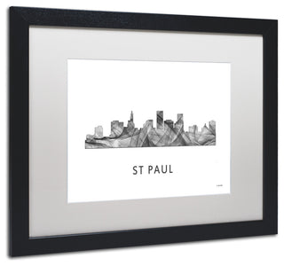 Marlene Watson 'St Paul Minnesota Skyline' Matted Art, Black Frame, White, 20x16