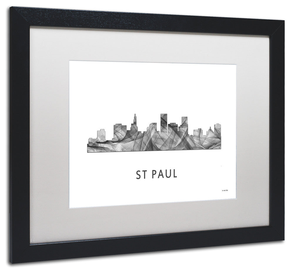 Marlene Watson 'St Paul Minnesota Skyline' Matted Art, Black Frame, White, 20x16