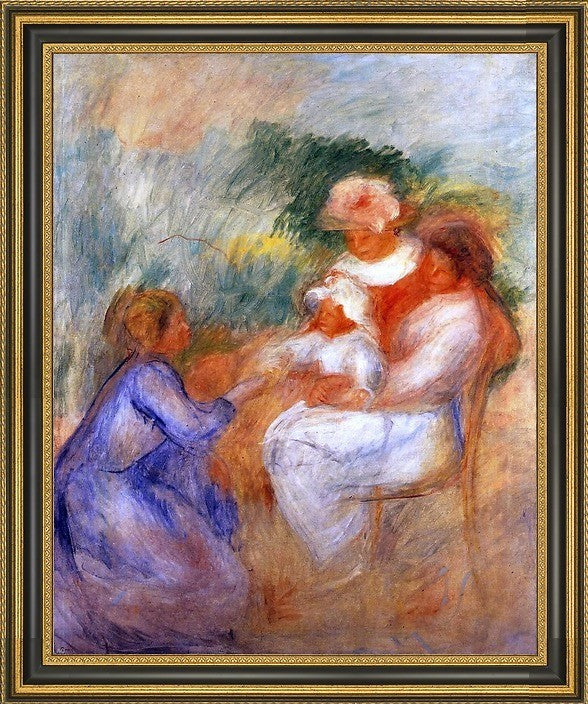 Pierre Auguste Renoir La Famille - 16" x 20" Framed Premium Canvas Print