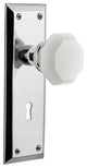 New York Plate with Keyhole Double Dummy Waldorf White Milk Glass Knob