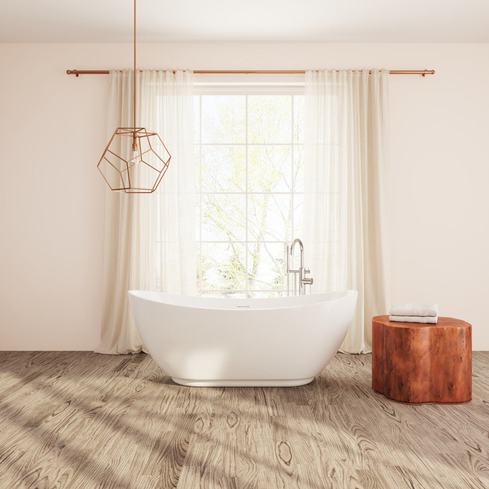 Perlato Roma Freestanding Soaking Tub, White, 67"