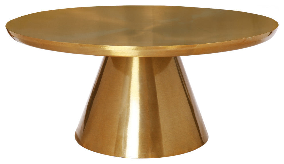 Martini Coffee Table, Brushed Gold Top, Brushed Gold Base