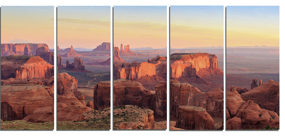 Hunts Mesa Panorama, Landscape Canvas Art Print, 60"x28", 5 Panels