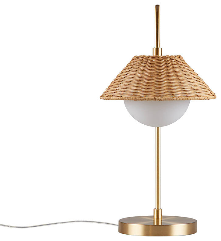 INK+IVY Laguna Rattan Weave Shade Table Lamp, Gold/Natural
