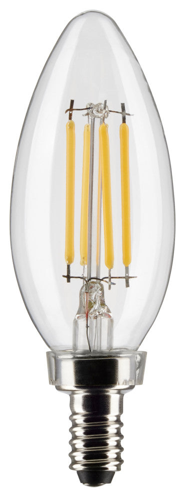 4W B11 LED, Clear, Candelabra Base, 3000K, 350 Lumens, 120V, 2-Pack