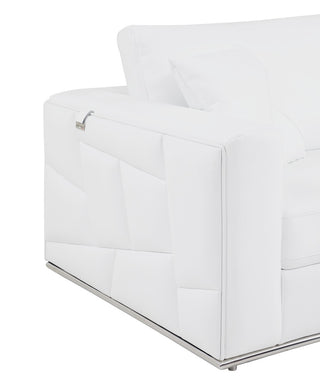 Skylar Genuine Italian Leather Modern Right Arm Facing Chaise Sectional, White