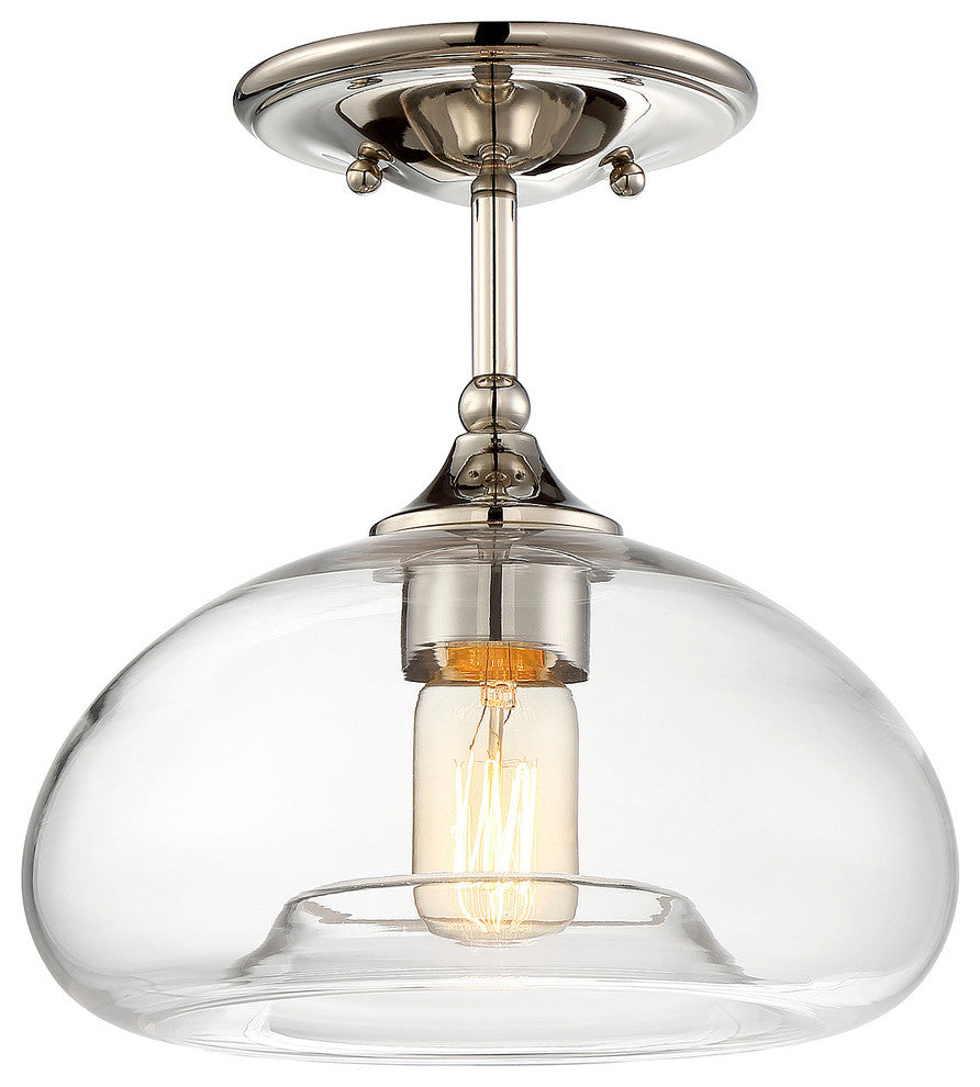1-Light Semi-Flush Mount, Polished Nickel
