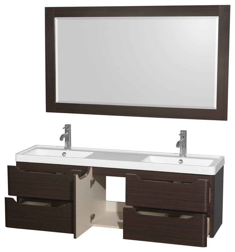Wyndham WCS777760DESARINTM58 Murano Double Sink Vanity, Espresso + Countertop