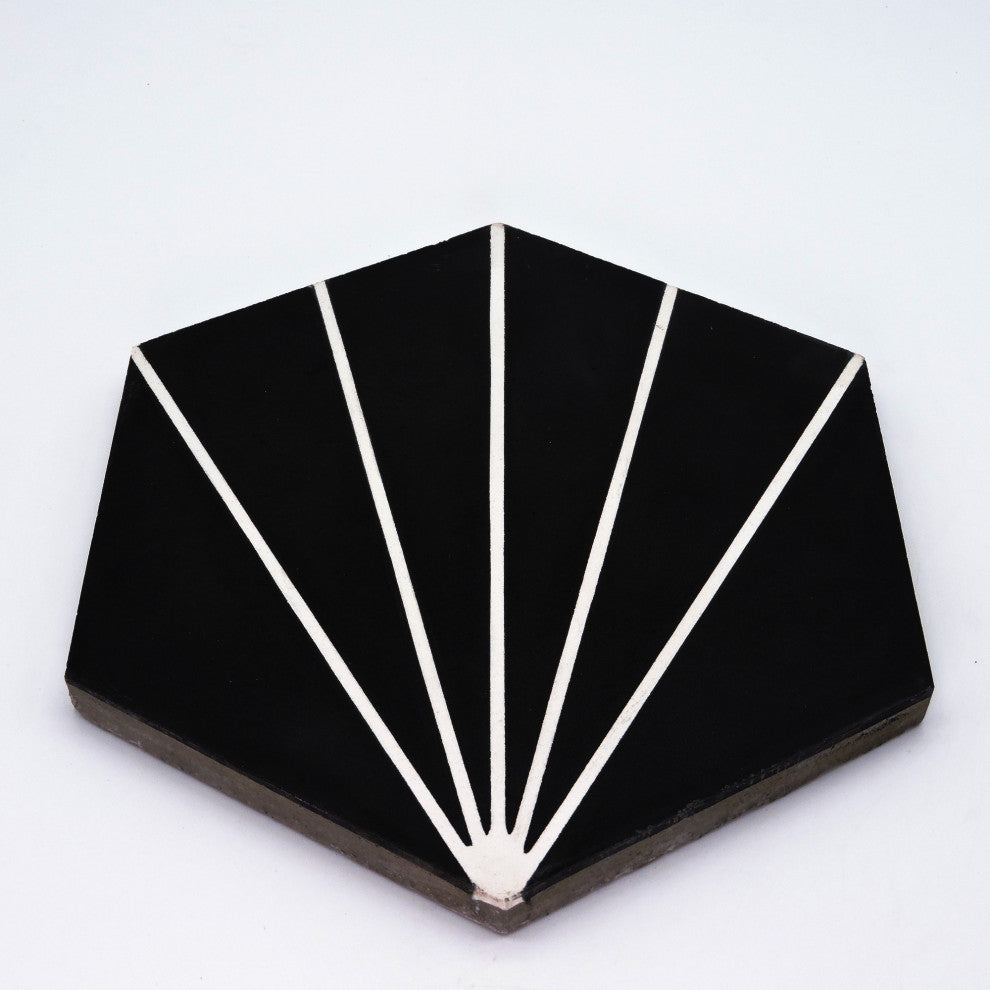 Menara Handmade Cement Tile, Black/White, Sample