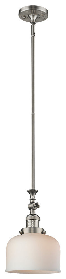 Large Bell 1-Light LED Pendant, Brushed Satin Nickel, Glass: Matte White Cased