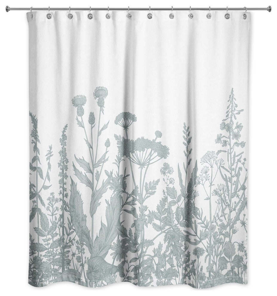 Soft Blue Wildflowers 71x74 Shower Curtain