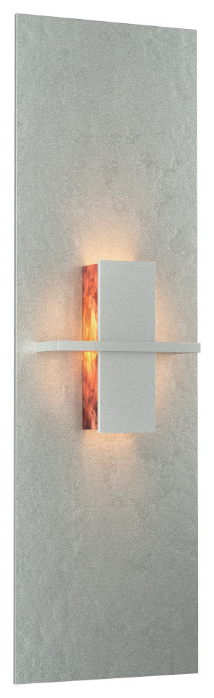 Aperture Vertical Sconce, Vintage Platinum Finish, Topaz Glass